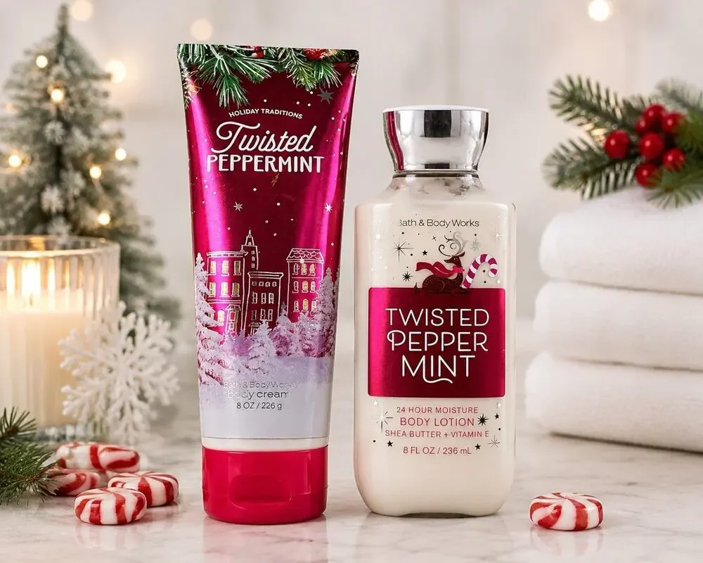 Bath & Body Works Twisted Peppermint Lotion & Body Cream Set New Lot of 2